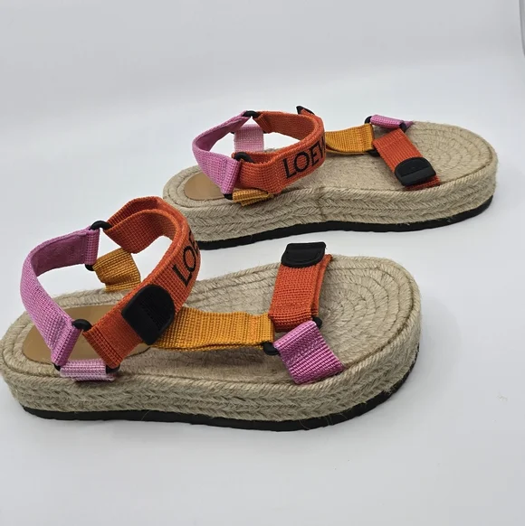 Loewe Colorblock Strappy Platform Espadrilles Sandals